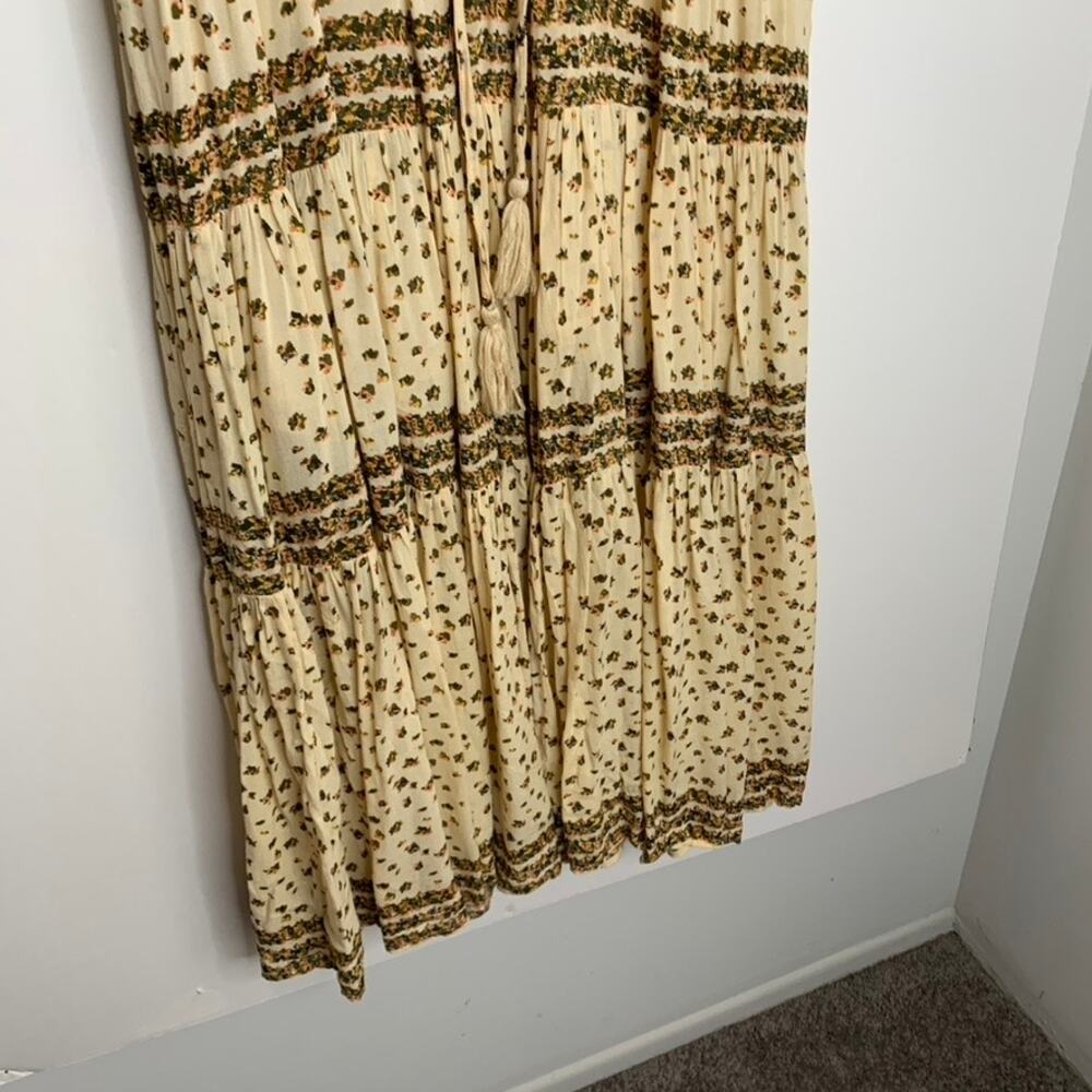 FREE PEOPLE Feeling Pleated Maxi Dress In Neutral Womens Floral Small Boho - Picture 4 of 16
